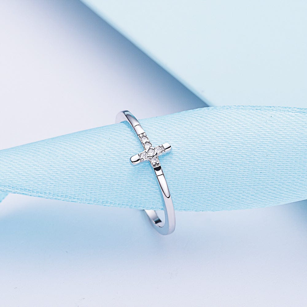 Mini Diamonds Cross Ring - (adjustable)