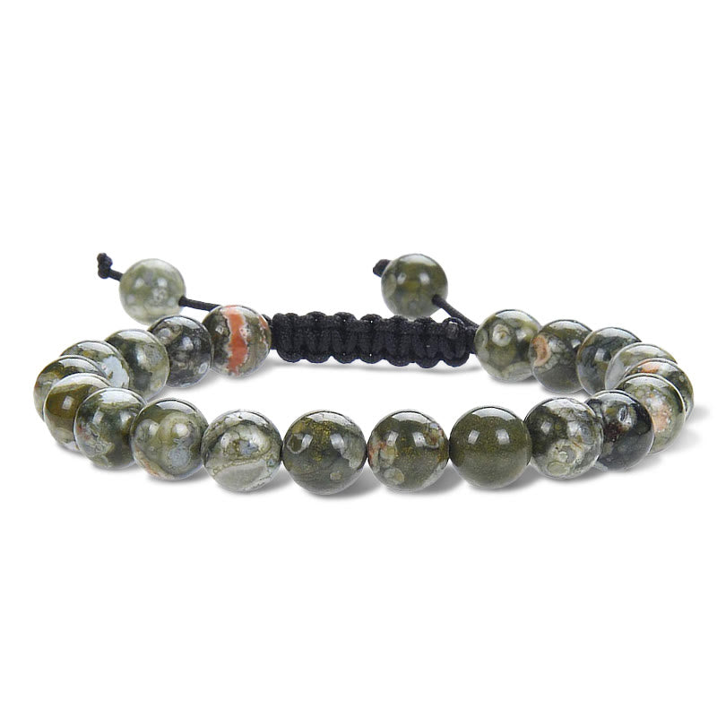 Buddha Stones Natural Healing Power Gemstone Crystal Beads Adjustable Macrame Bracelet