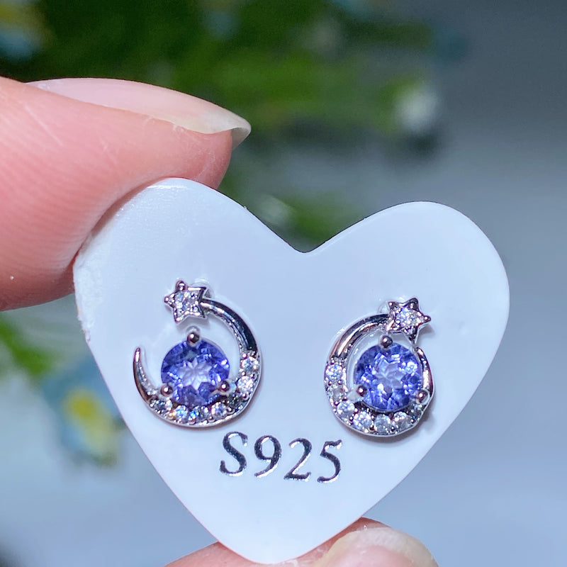 7-12mm Silver Crystal Stud Earrings for Healing & Balance
