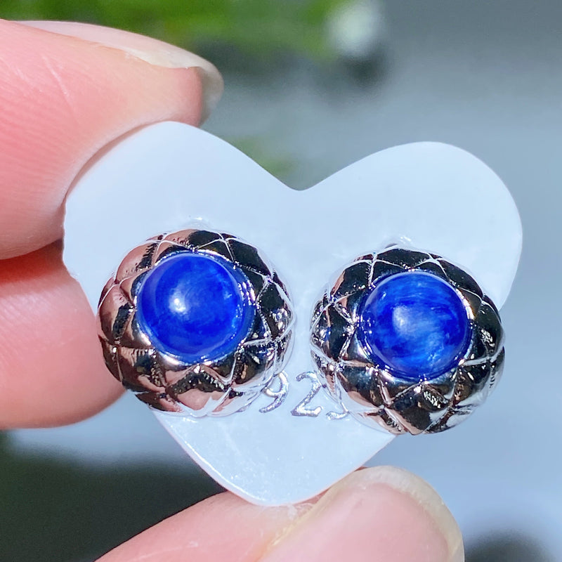 7-12mm Silver Crystal Stud Earrings for Healing & Balance