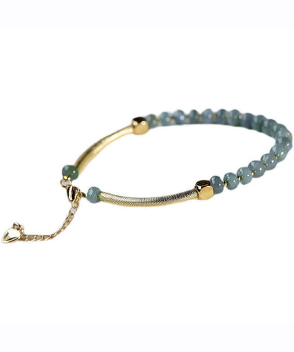 Boutique Blue 14k Gold Agate Chain Bracelet