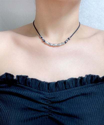 Black Hand Woven Sterling Silver Choker