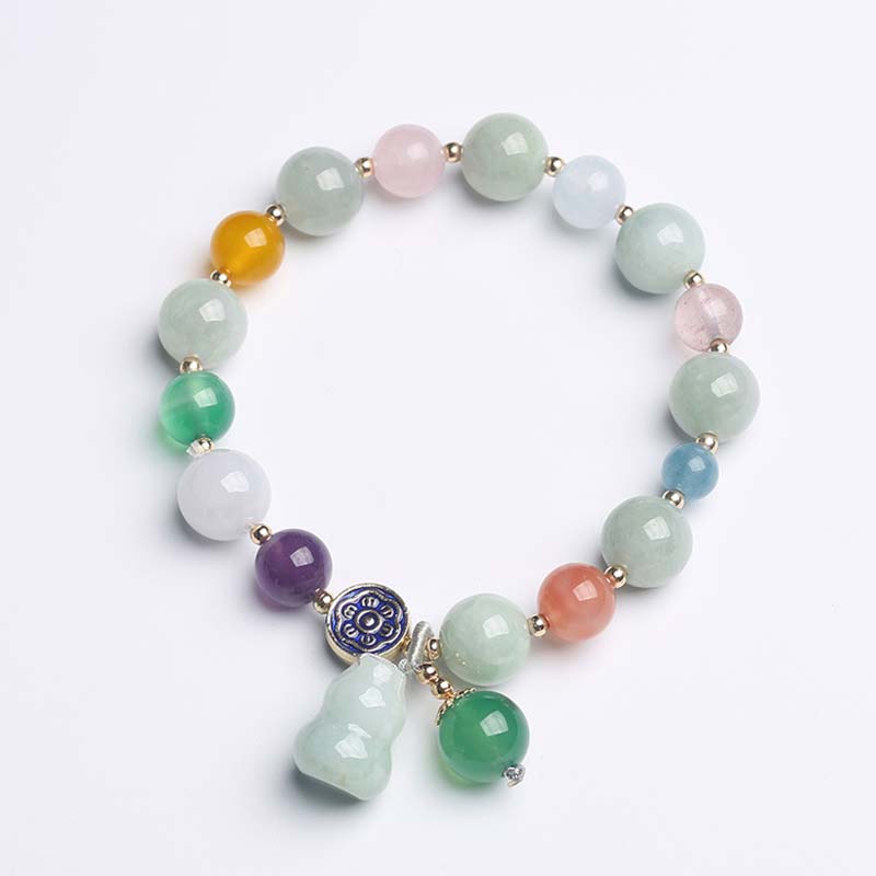 10mm Jade Lucky Bracelet With Pink Crystal for Prosperity