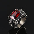 Flash Gothic Ruby Dragon Ring Stainless Steel