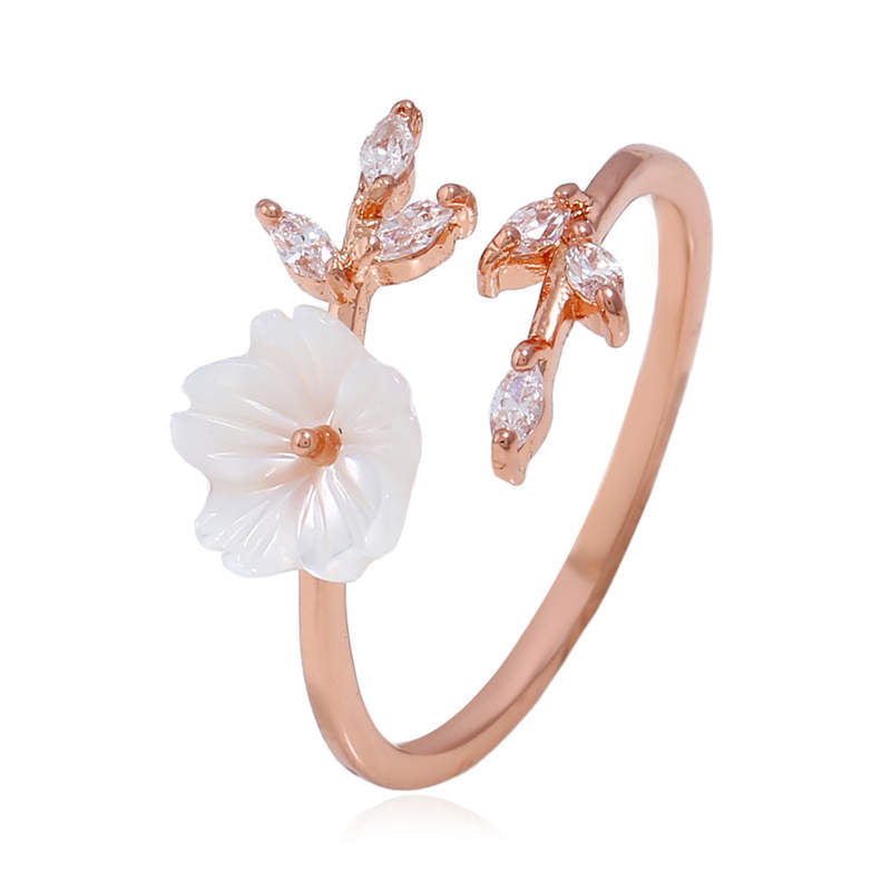 Copper Luck Ring With Plum Blossom Leaf Pattern
