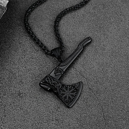 Norse Viking Axe Necklace With Compass for