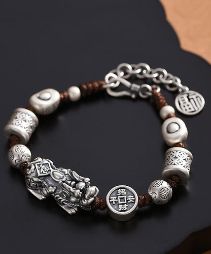 Fine Silk Sterling Silver a Mythical Wild Animal Charm Bracelet