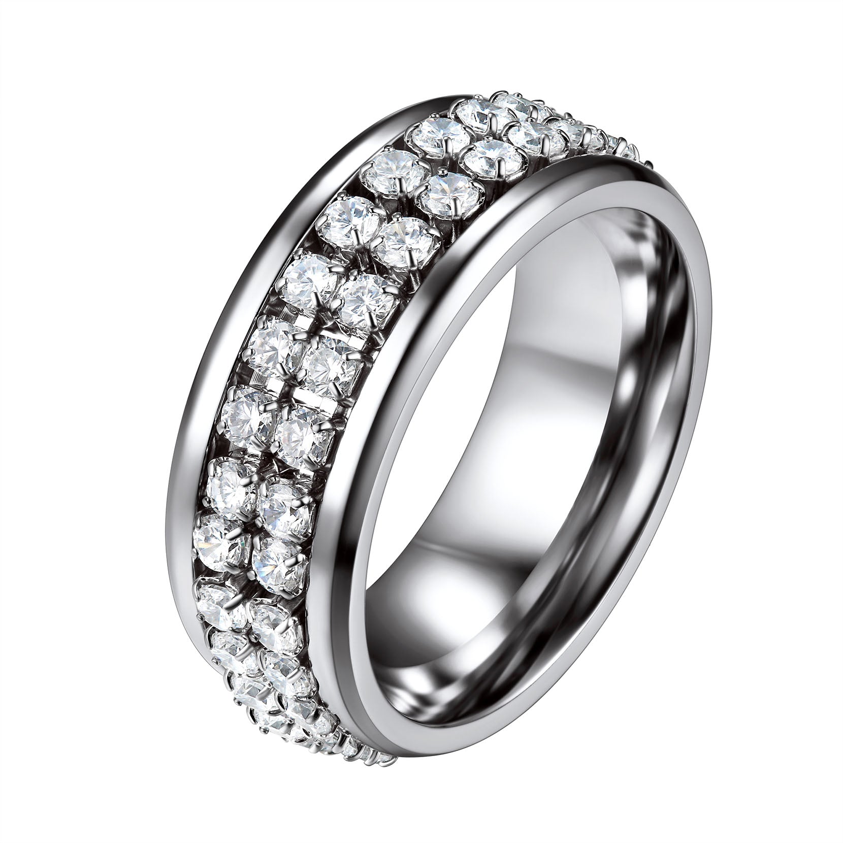 Cz Diamond Fidget Anxiety Band Ring for