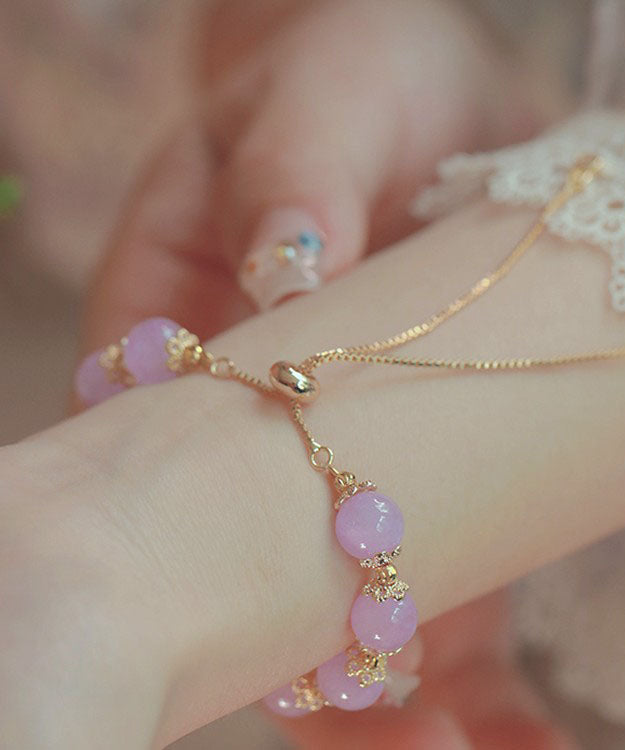 Purple Alloy Crystal Butterfly Tassel Chain Bracelet