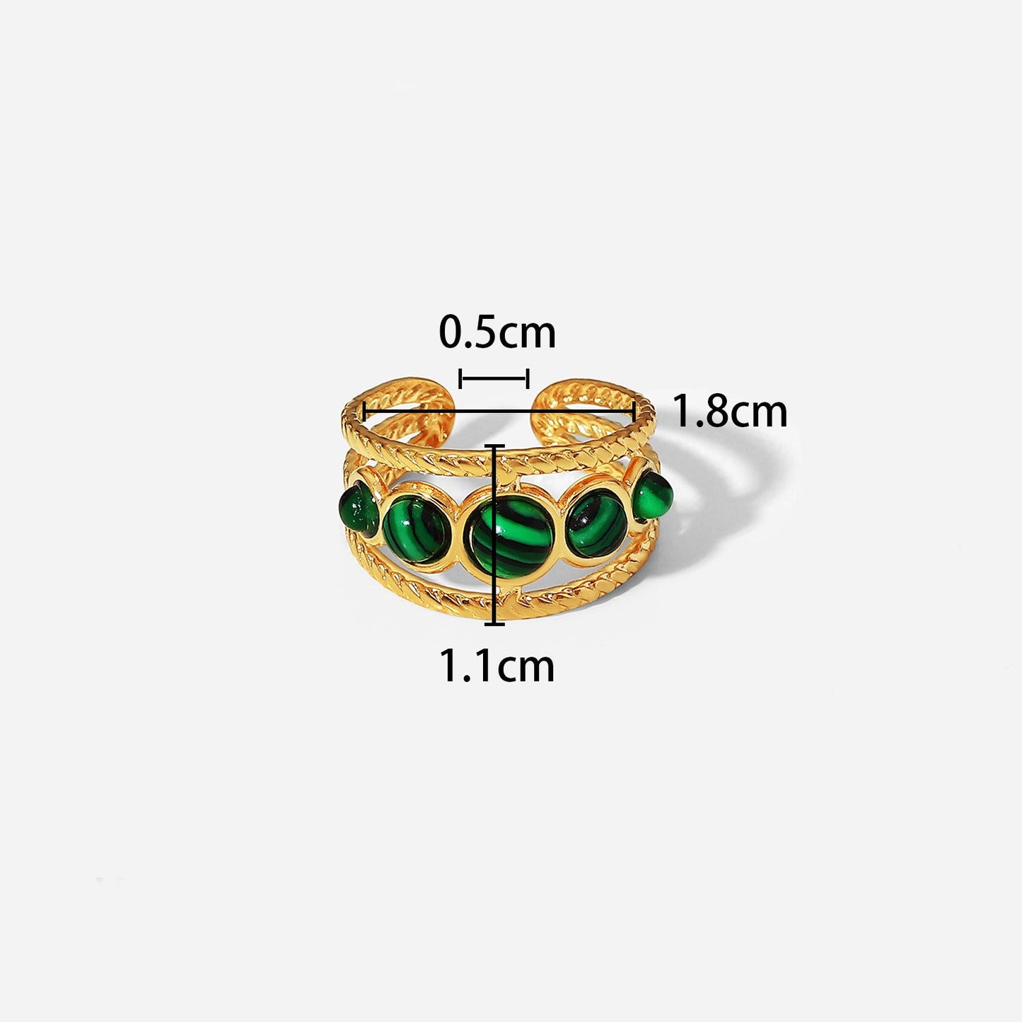 Inlaid Malachite Stainless Steel Ring