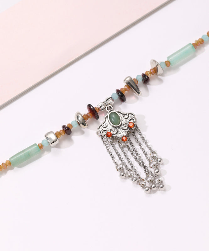 Retro Style Clavicle Chain Patchwork Ruyi Tassel
