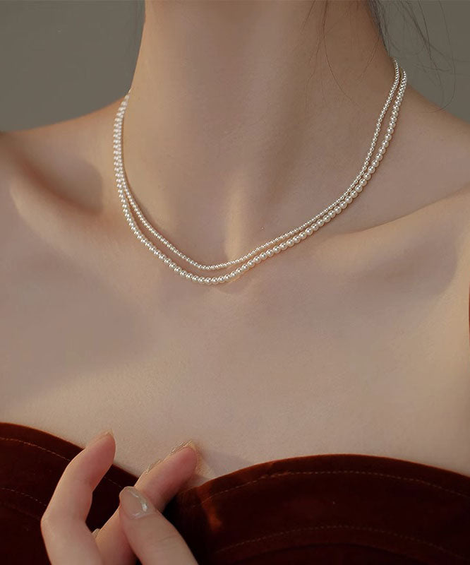 White Alloy Pearl Beadi Gratuated Bead Necklace