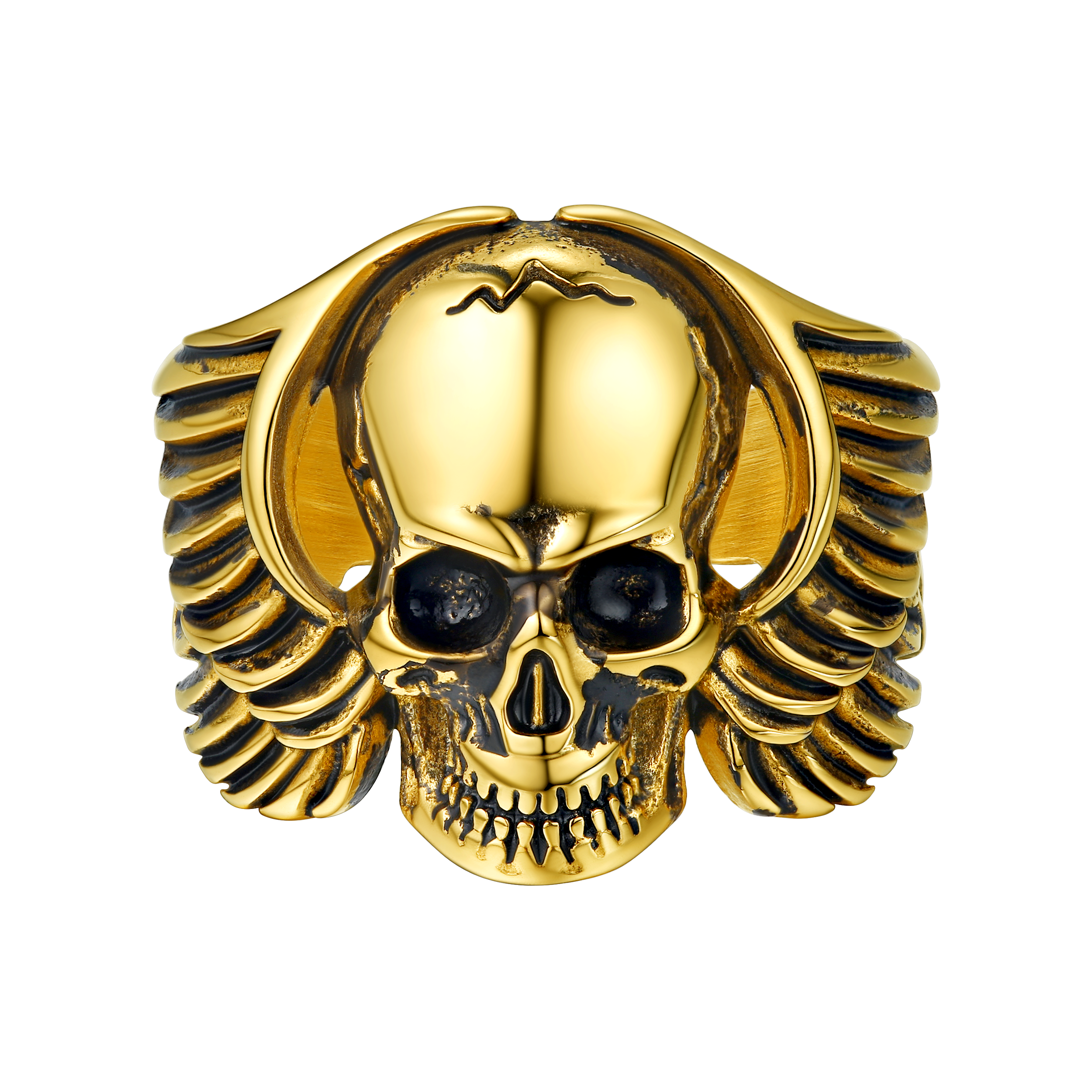 Biker Wings Skull Stainless Steel Ring for