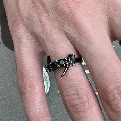 Clear Cross Rebel Gothic Ring