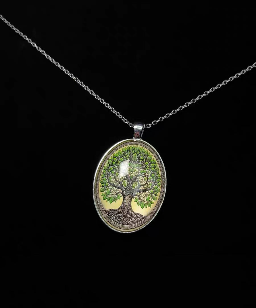 Ellipse Tree of Life Alloy Lariat Necklace