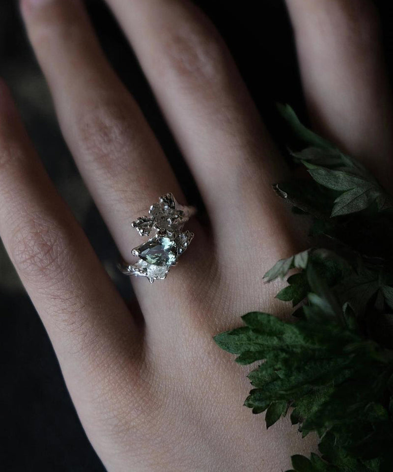 Stylish Silk Sterling Silver Alloy Gem Stone Open Rings