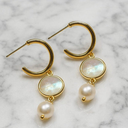"rafferty" Pearl Hoop Earrings