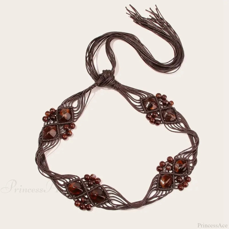 Dark Beach Plaited Waist Cord Belt