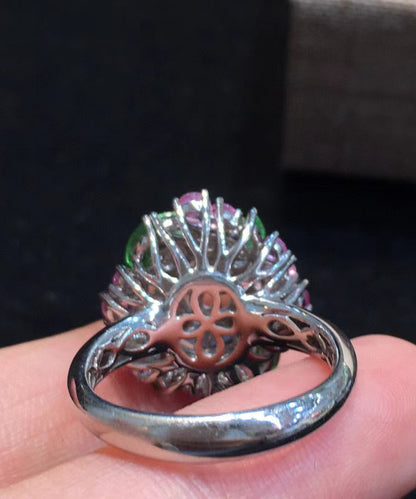 Purple Stainless Steel Crystal Zircon Jade Rings