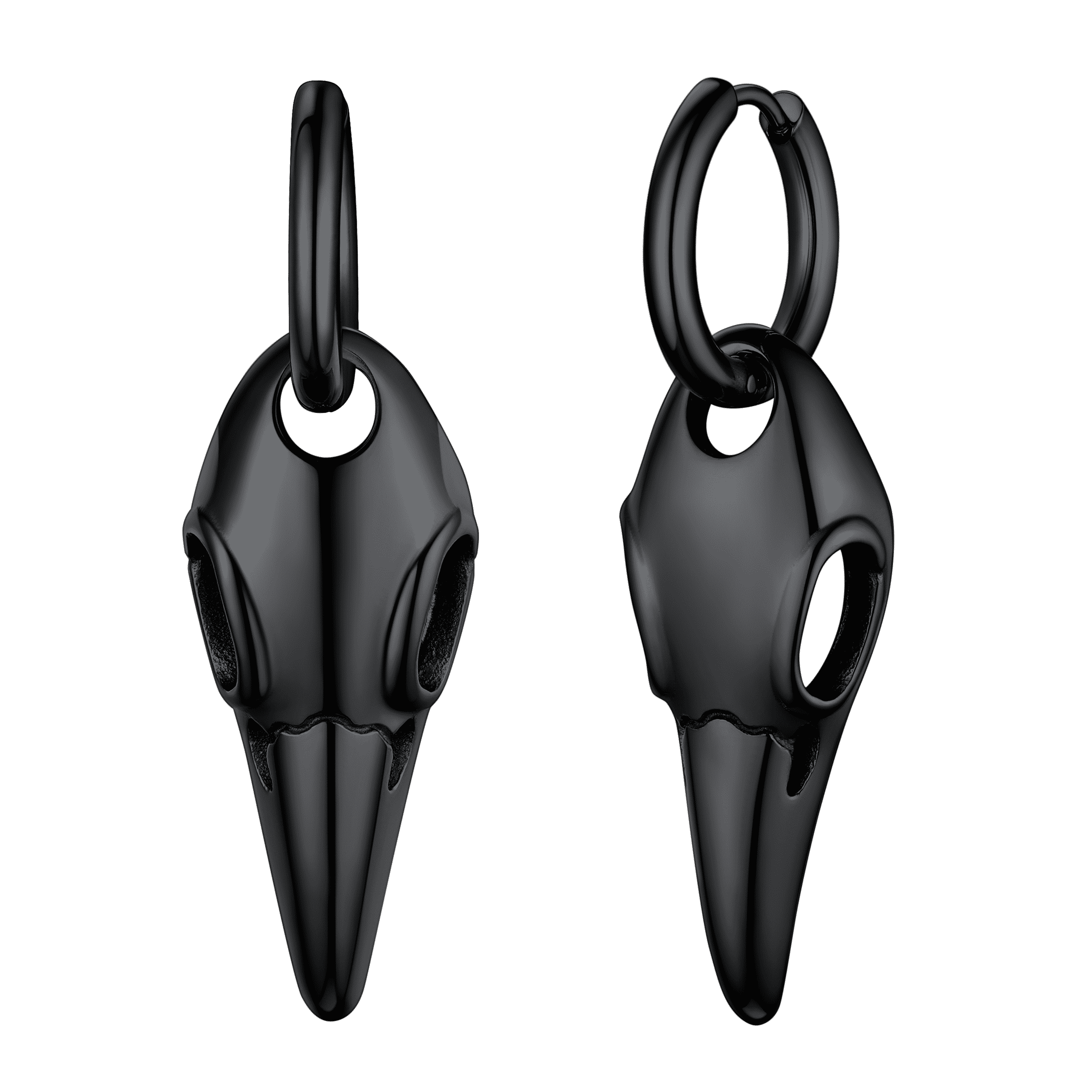 Gothic Raven Skull Dangle Hoop Earrings for