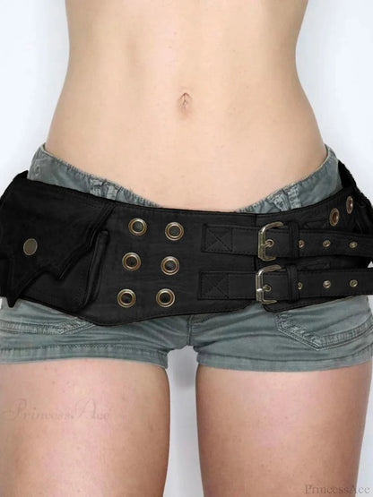 Antique Mysterious Large Pockets Synthetic Leather Belt