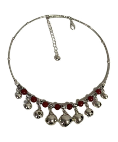 Red Alloy Agate Bell Bead Gratuated Necklace