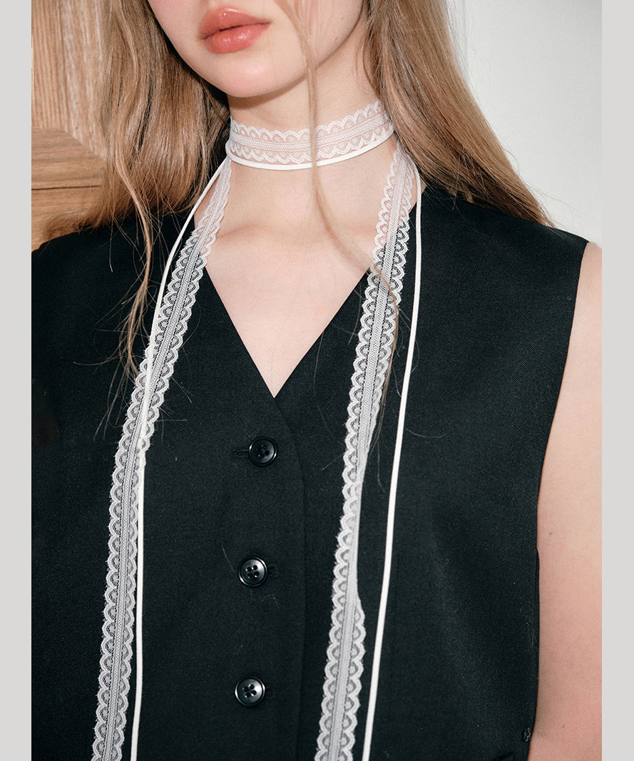 Modern White Lace Hollowed Out Scarves Necklace