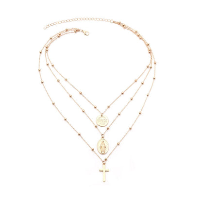3-1 Layered Cross Necklace