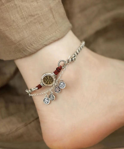 Silk Sterling Silver Tassel Ankle Bracelet
