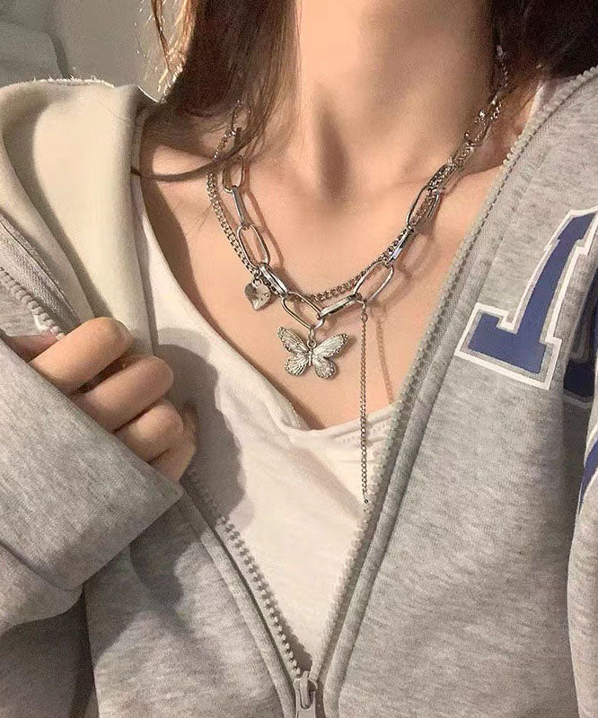 Silk Alloy Love Butterfly Pendant Necklace