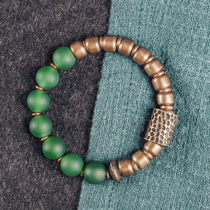 Buddha Stones Tibetan Red Agate Green Agate Copper Confidence Fortune Bracelet