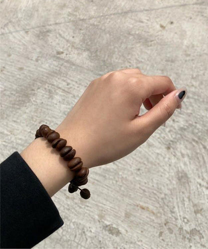 Coffee Leather Rope Beads Charm Bracelet