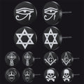 Religious Black Stud Earrings Set for 6 Pairs