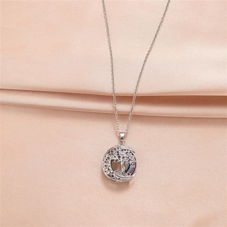 Celestial Crystal Tree of Life Moon Necklace