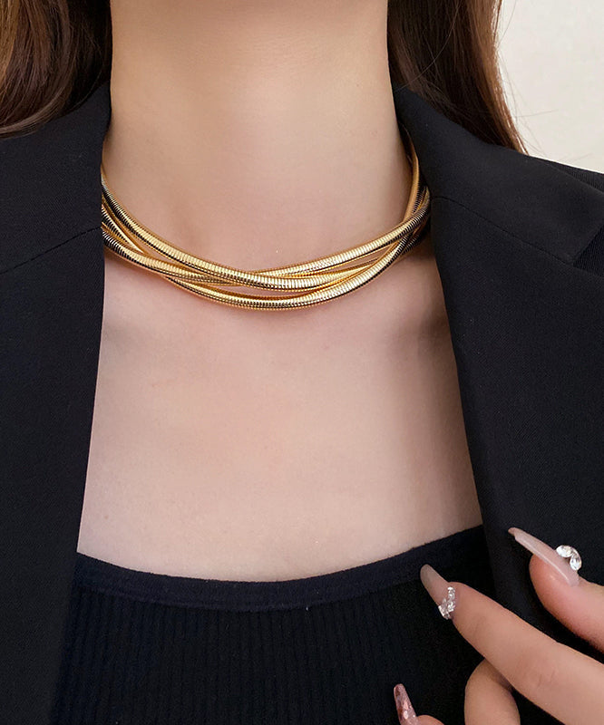 Gold Metal Alloy Layered Choker