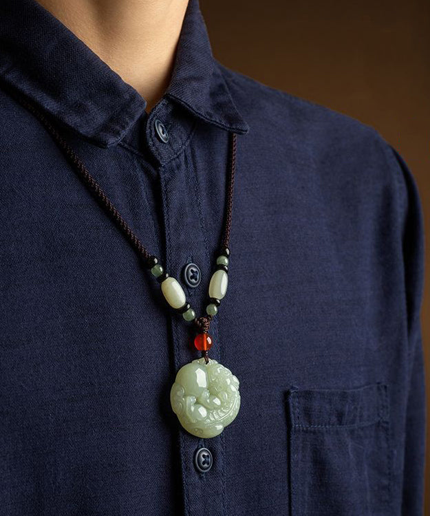 Handmade Black Jade a Mythical Wild Animal Pendant Necklace