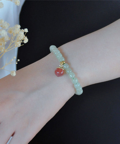 Little Green Stainless Steel Jade Agate Charm Bracelet