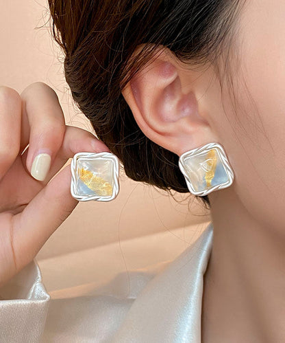 Original Design Rainbow Copper Alloy Square Stud Earrings