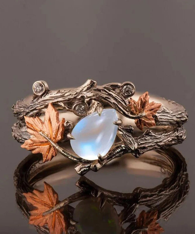 Antique Gold Twig Maple Leaf Rings