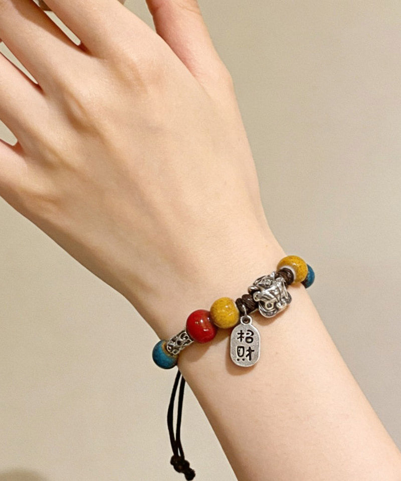 New Sterling Silver Weave Ceramic Charm Bracelet