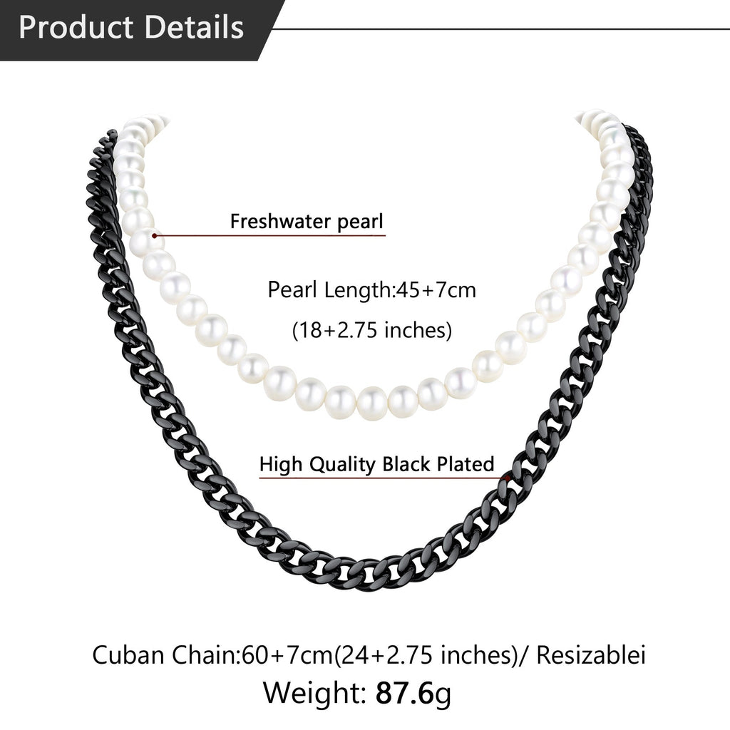 Freshwater Pearl & Cuban Link Chain Necklace for