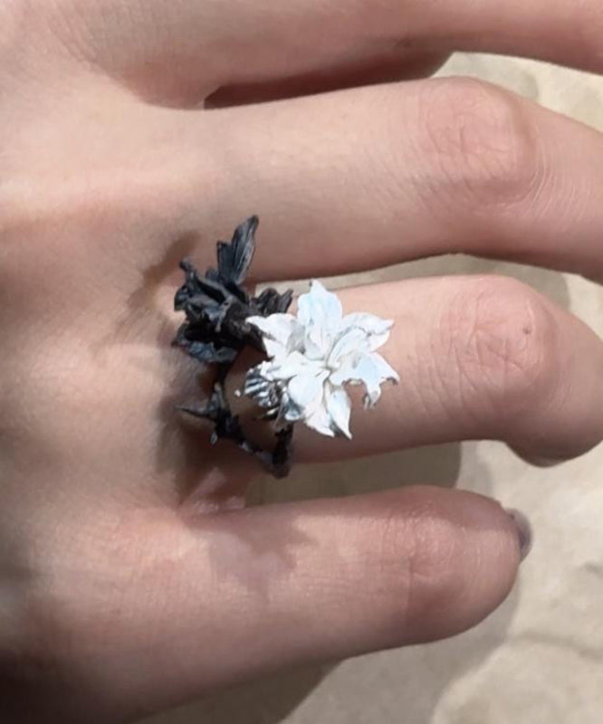 Chice Black White Stering Silver Rings
