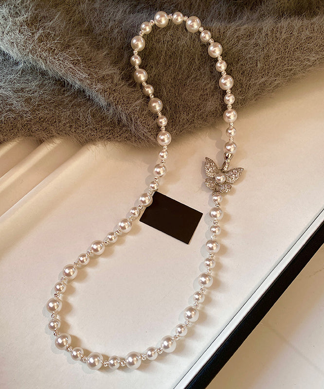 Versatile Zircon Butterfly Pearl Necklace