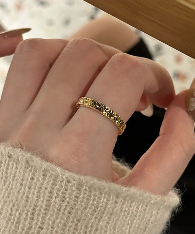 Gold Sterling Silver Overgild Zircon Starry Sky Rings Two-piece Set