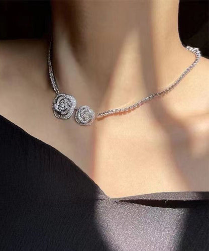 Retro Silk Sterling Silver Zircon Princess Necklace