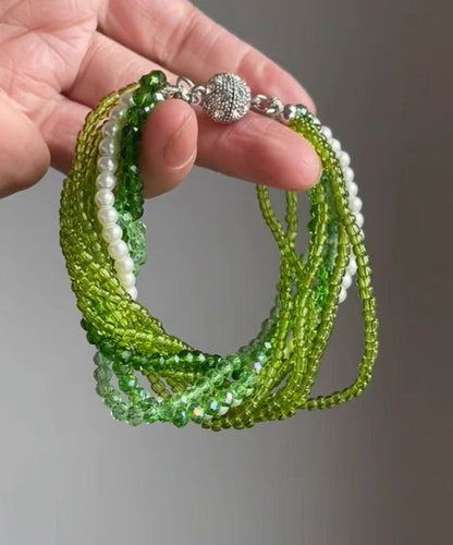 Green Crystal Resin Layered Gratuated Bead Necklace