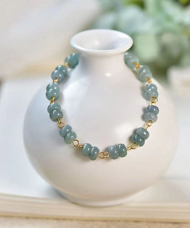Blue 14k Gold Jade Charm Bracelet
