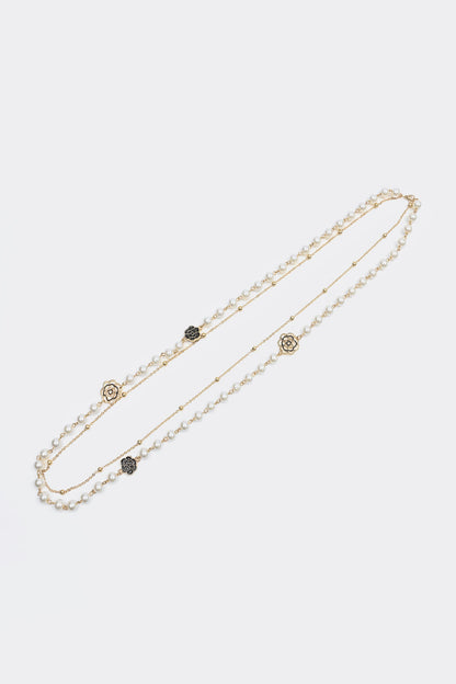 Faux Pearl Metal Long Necklace