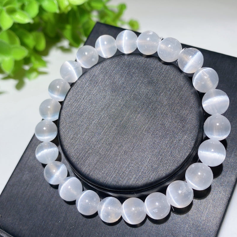 8mm Aura Selenite Spiritual Bracelet for Healing & Protection