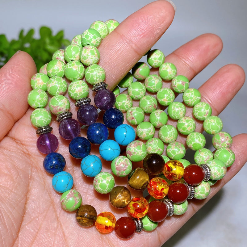 8mm Chakra Crystal Healing Bracelet for Energy Balance